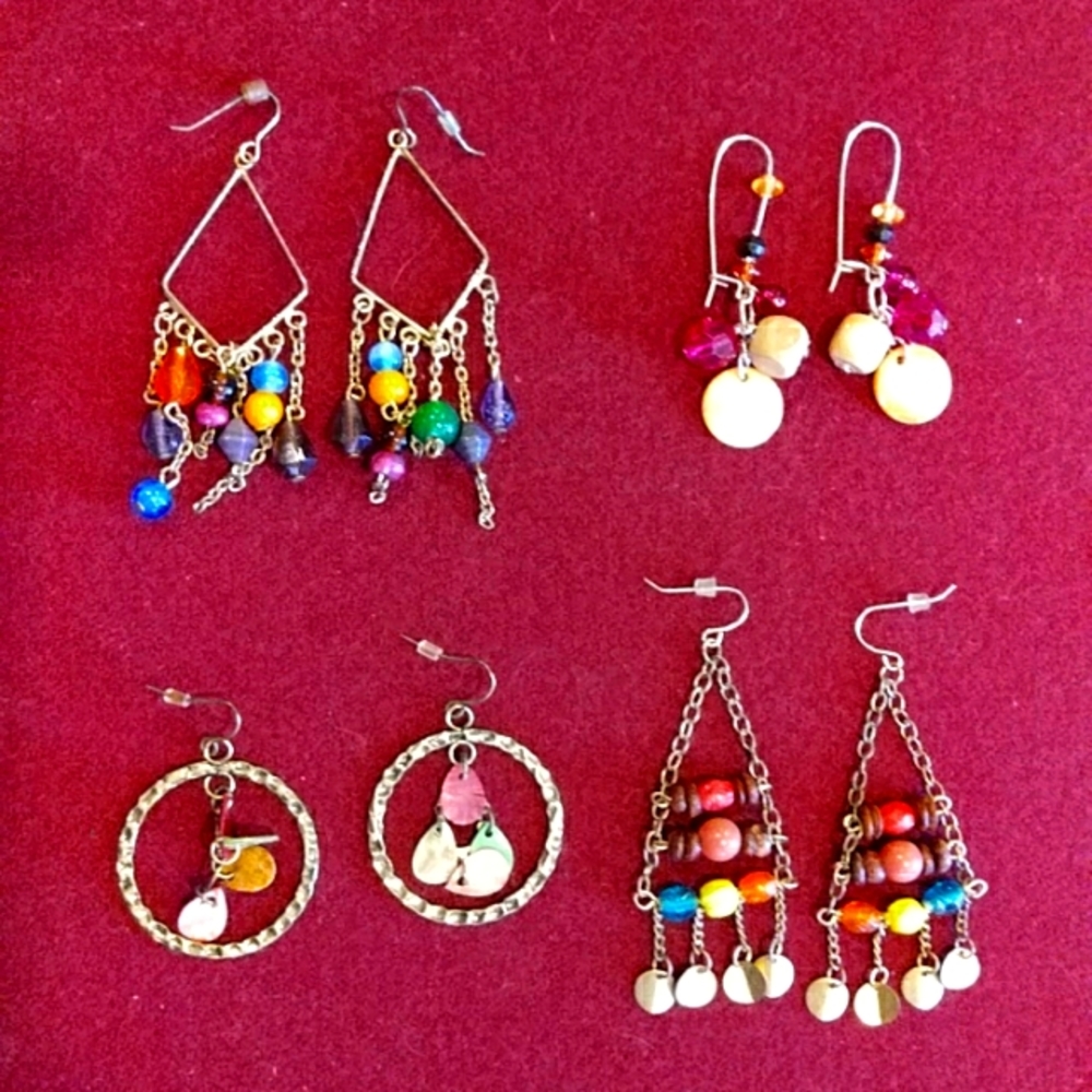 3 for $30 Lot of Earrings Four Pair Beaded Dangle